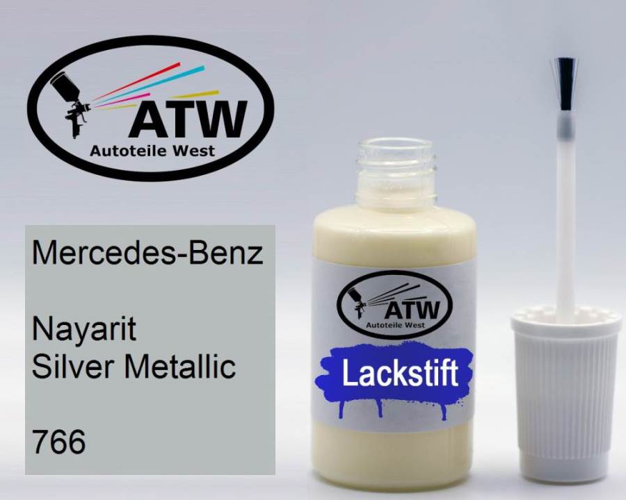 Mercedes-Benz, Nayarit Silver Metallic, 766: 20ml Lackstift, von ATW Autoteile West.